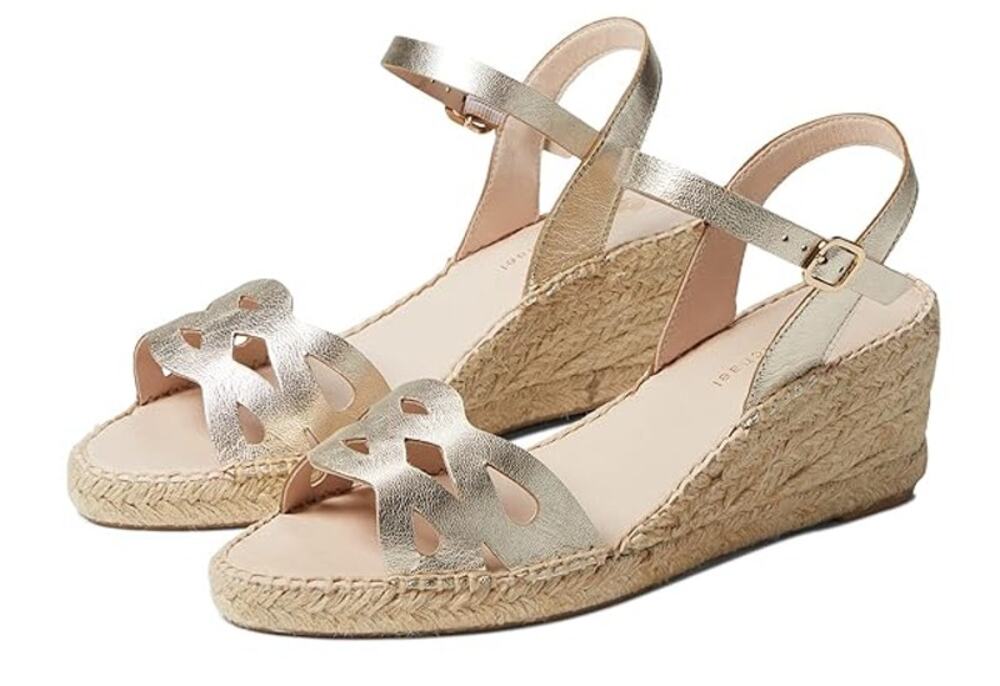 Eric Michael Womens Ruby Wedge Sandals EU 39 US 9 Gold Leather Espadrille NIB